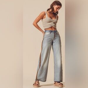 NWTOlive and Bette’s Inside Out Contrast Stitch Relaxed Fit Wide Leg Denim Jeans